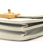 Calfskin Strass Quilted Clutch With Chain Flap Light Grey