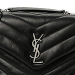 Calfskin Y Quilted Monogram Small Loulou Chain Satchel Black