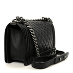 Calfskin Quilted Medium Boy Flap Black