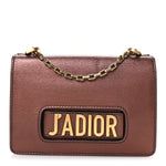 Metallic Calfskin J'Adior Chain Flap Bag Noisette