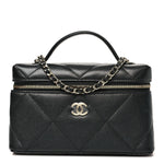 Caviar Quilted Top Handle Slim Vanity With Chain Black