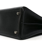 Grainy Calfskin Medium Zumi Top Handle Bag Black