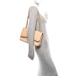 Caviar Quilted Jumbo Double Flap Beige Clair