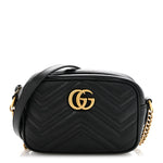 Calfskin Matelasse Mini GG Marmont Chain Shoulder Bag Black