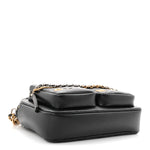 Calfskin Quilted Small Camera Case Black