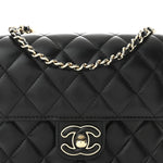 Lambskin Resin Quilted Mini Heart Square Flap Black
