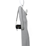 Velvet Matelasse Marquise Crystals Mini GG Marmont Chain Shoulder Bag Black
