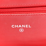 Patent Quilted Brilliant Wallet On Chain WOC Red