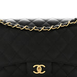 Caviar Quilted Jumbo Double Flap Black