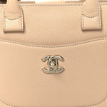 Grained Calfskin Mini Neo Executive Shopper Tote Light Beige