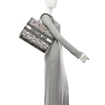 Canvas Embroidered Medium Book Tote White Multicolor
