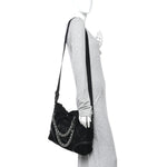 Microsuede Quilted Rodeo Drive Hobo Black