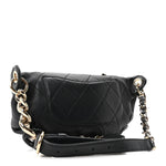 Lambskin Quilted Resin Bi-Color Waist Bag Fanny Pack Black