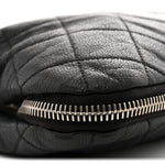 Caviar Quilted Expandable Zip Shoulder Bag Black
