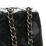 Caviar Quilted Medium Elastic Flap Black