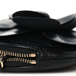 Lambskin Mini Camellia Bouquet Clutch With Chain Black