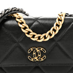 Lambskin Quilted Chanel 19 Wallet On Chain WOC Black