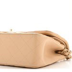 Caviar Quilted Jumbo Double Flap Beige