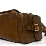 Shiny Calfskin Large Double Carry Camera Bag Dark Khaki