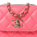 Lambskin Quilted Mini Trendy CC Chain Wallet Pink