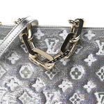Satin Sequin Embroidered Monogram Coussin BB Silver