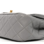 Lambskin Quilted Mini Rectangular Pearl Crush Flap Grey