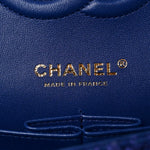 Tweed Quilted Medium Double Flap Blue