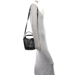 Grained Calfskin Small Spin Tote Black
