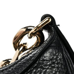 GG Grainy Calfskin Emblem Large Half Moon Shoulder Bag Black