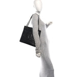 Iridescent Calfskin CC Large North South Shopping Tote Black