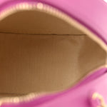 Lambskin Quilted Round Pearl Crush Clutch With Chain Purple
