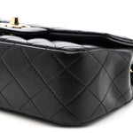 Lambskin Quilted Mini Rectangular Flap Black