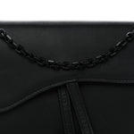 Ultra Matte Calfskin Saddle Chain Wallet Pouch Black