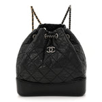 Aged Calfskin Quilted Small Gabrielle Backpack Black
