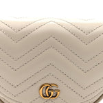Calfskin Matelasse Mini GG Marmont Chain Belt Bag Mystic White