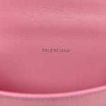 Shiny Calfskin Crocodile Embossed Hourglass Top Handle Bag XS Sweet Pink