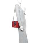 Calfskin Web Medium Peony Chain Shoulder Bag Red