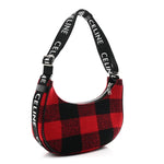 Wool Tartan Medium Ava Triomphe Shoulder Bag Red Black