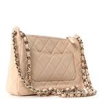 Shiny Crumpled Lambskin Quilted Small Preppy Pocket Clutch With Chain Beige