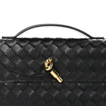 Nappa Intrecciato Long Andiamo Top Handle Clutch Black