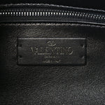 Nappa Monochrome Large Roman Stud Shoulder Bag Black
