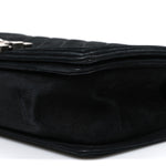Bullskin Suede Caviar Quilted Medium Boy Flap Black