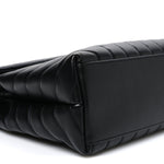Calfskin Y Quilted Monogram Monochrome Medium Loulou Chain Satchel Black