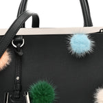 Vitello Dolce Mink Fur Pom Pom Petite 2Jours Tote Black Multicolor