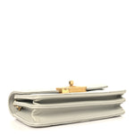 Calfskin Strass Quilted Clutch With Chain Flap Light Grey