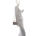 Lambskin Quilted Small Top Handle Vanity Case With Chain Dark Grey