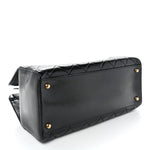 Glazed Calfskin Quilted Perfect Edge Tote Black