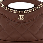 Shiny Crumpled Calfskin Quilted Nano 31 Shopping Bag Brown
