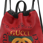 Calfskin Coco Capitan Logo Drawstring Backpack Hibiscus Red