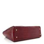 Calfskin Crocodile Embossed Archetype Small Shopper Tote Burgundy